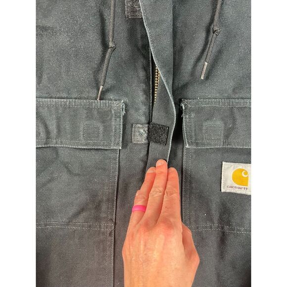 Vtg Carhartt Canvas Removable Hood Navy Blue Full Zip Jacket Quilt Lined XL/XXL - Picture 6 of 14